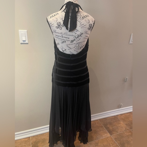 Black Velvet Gown with Sheer Skirting - Picture 6 of 8